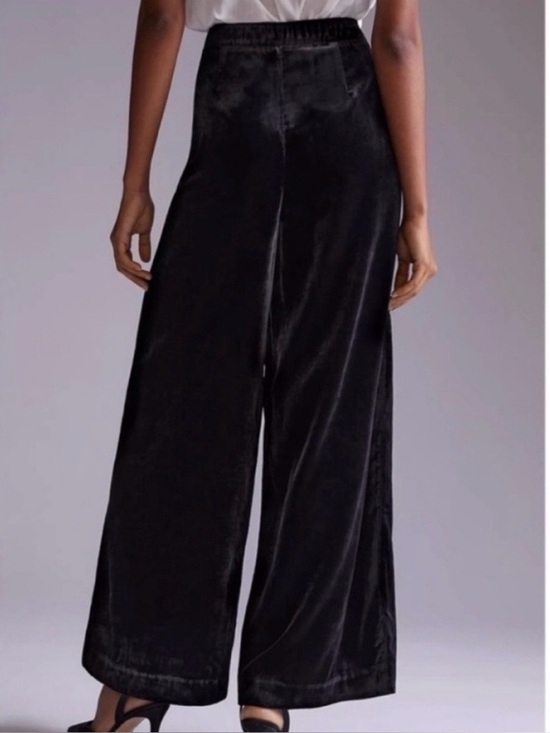 Anthropologie Pants - Anthropologie Crushed Velvet High-Rise Wide-Leg Black Trouser - Large - C30-035